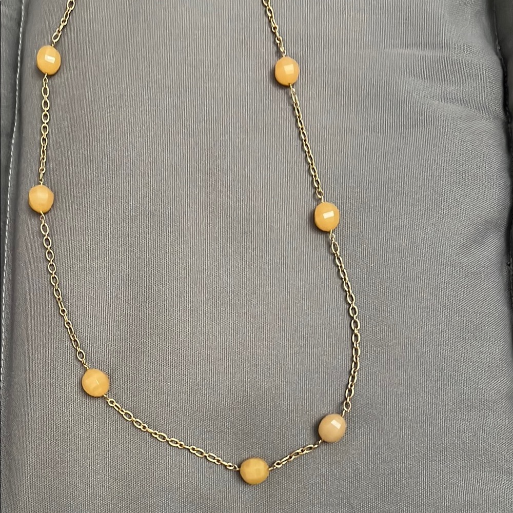 J. Crew Elegant Gold Chain Necklace with Yellow Accent beads